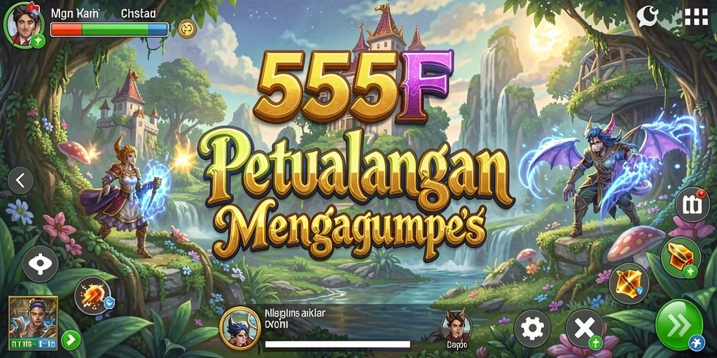 Screenshot gameplay <strong>555F</strong> menampilkan pertarungan epik dalam dunia fantasi.