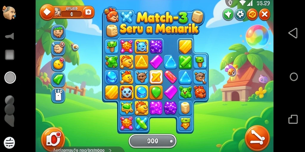 Tampilan gameplay AYU89 yang seru dengan tantangan Match-3.