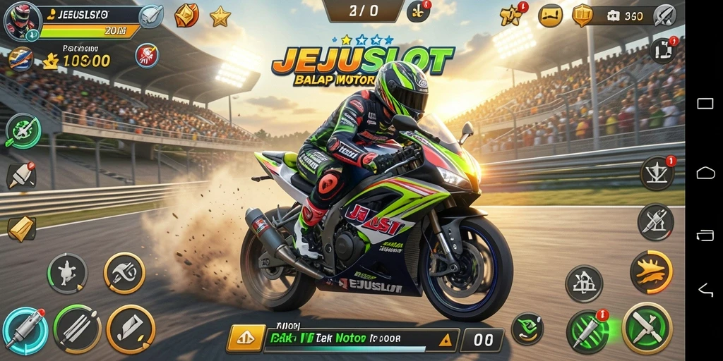 Tampilan gameplay seru dari balapan motor di JEJUSLOT.
