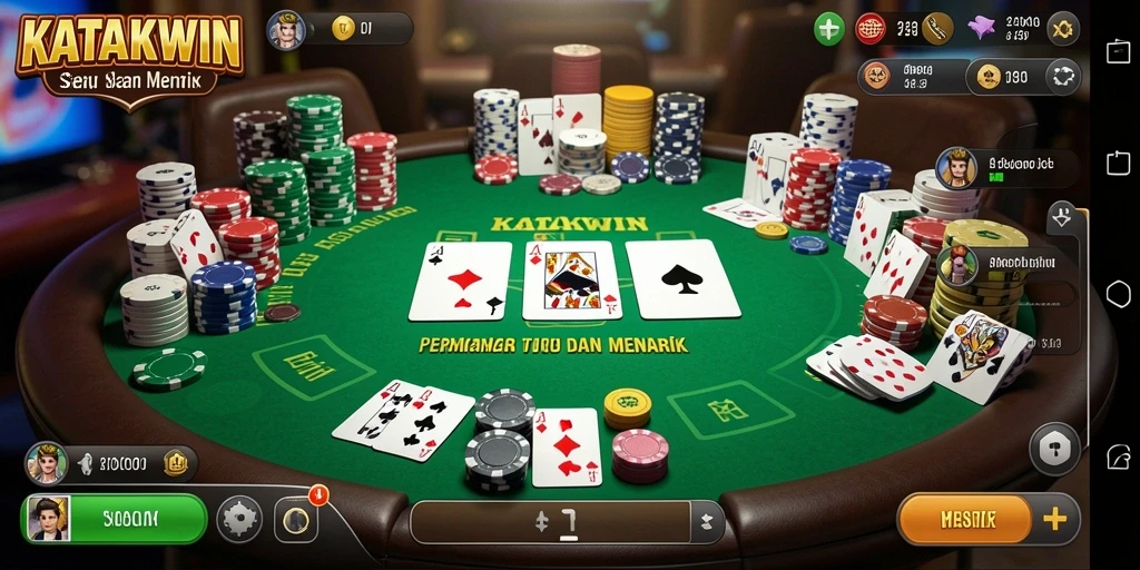 Screenshot KATAKWIN menampilkan gameplay Poker yang menarik dan seru.
