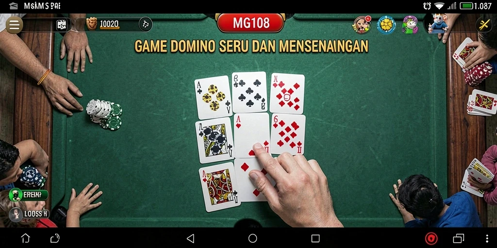 Tampilan gameplay seru di MG108 saat bermain Domino.