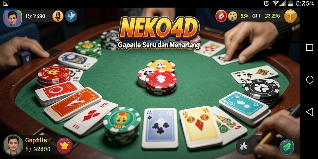 Screenshot gameplay NEKO4D menampilkan suasana bermain Gaple yang seru.