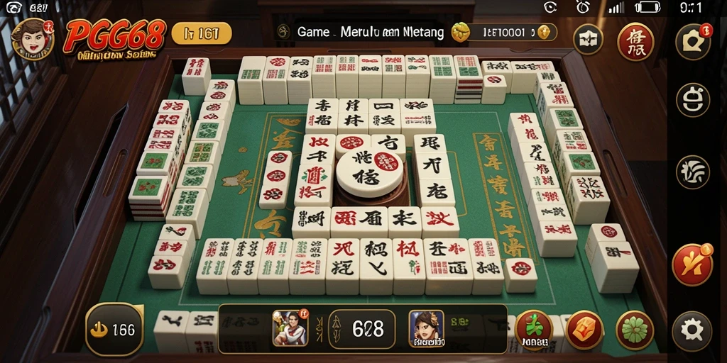 Screenshot gameplay PGG68 menampilkan momen seru mencocokkan ubin Mahjong.