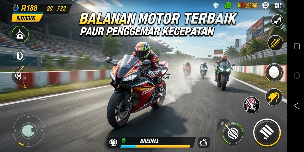 Tampilan gameplay menarik dari RI188 dengan aksi balapan motor yang mendebarkan.