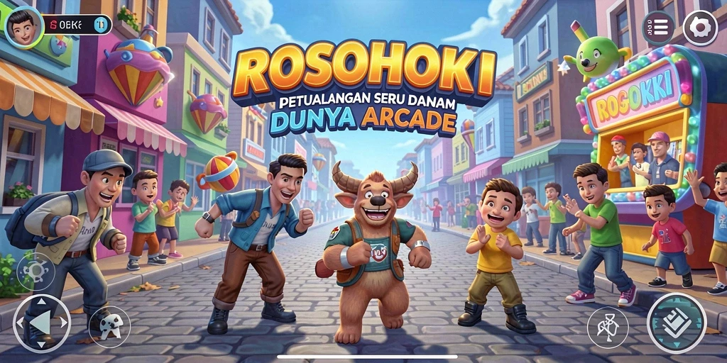 Screenshot utama ROSOHOKI menampilkan gameplay seru dan penuh aksi.