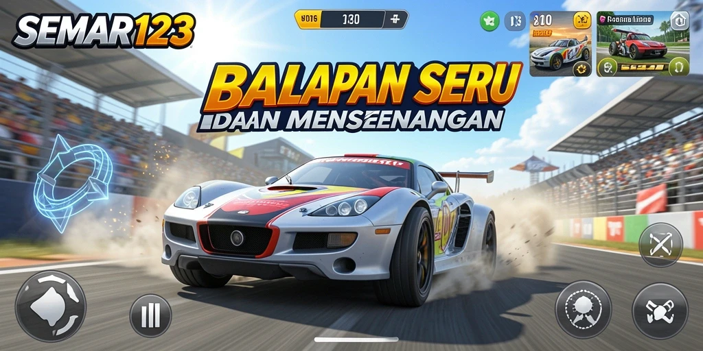 Tampilan utama gameplay SEMAR123 dengan aksi balapan yang mendebarkan.