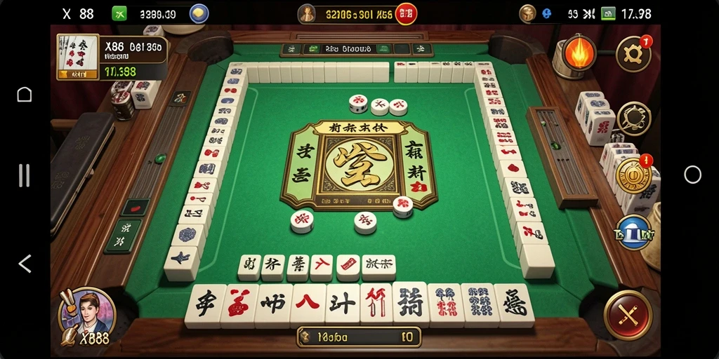 Screenshot gameplay X88 menampilkan momen menegangkan saat bermain Mahjong.