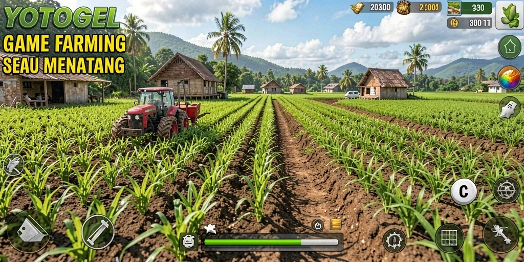 Screenshot gameplay YOTOGEL dengan aktivitas pertanian yang seru.