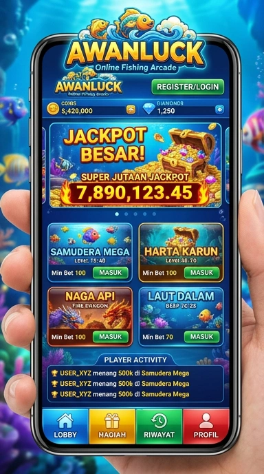 Tampilan utama aplikasi Awanluck dengan berbagai pilihan aplikasi.