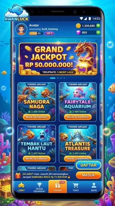 Halaman kategori aplikasi Awanluck dengan listing yang rapi.